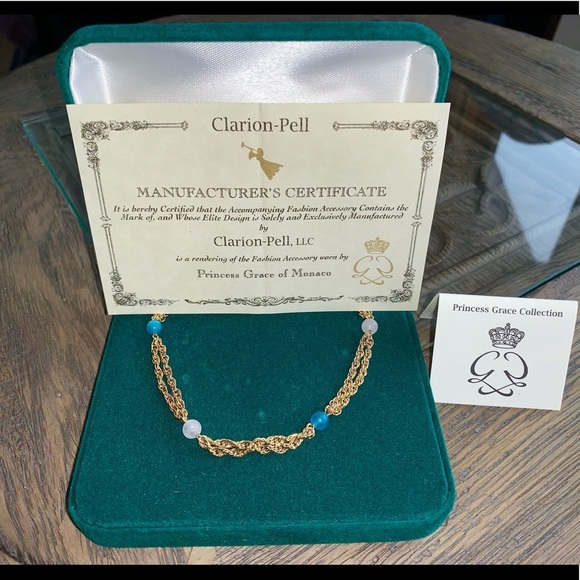 Grace Kelly Simple Stone Double Strand Chain Necklace 18k Gold Plated - Picture 4 of 9